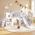 Keezi Kids Slide Swing Set Basketball Hoop 132cm Grey