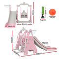 Keezi Kids Slide Swing Set Basketball Hoop 170cm Pink Playground
