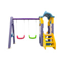 Keezi Kids 4-in-1 Slide Swing Set Double Swing Basketball Hoop Playhouse
