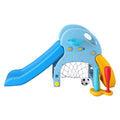 Keezi Kids Slide Playground Set 120cm Blue w/ Basketball Hoop