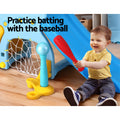 Keezi Kids Slide Playground Set 120cm Blue w/ Basketball Hoop