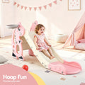 Keezi Kids Slide 125cm Basketball Hoop Outdoor Playground Dragon Pink