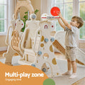 Keezi Kids Slide Swing Set Basketball Hoop 160cm Beige Playground