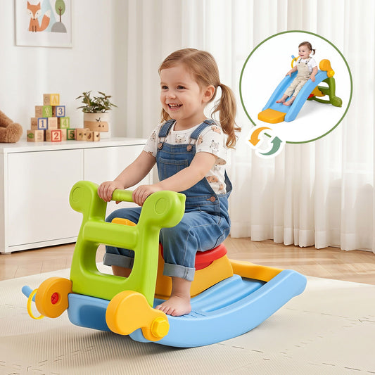 Keezi Kids Slide Set Toddler Playset Rocking Horse Ring Toss