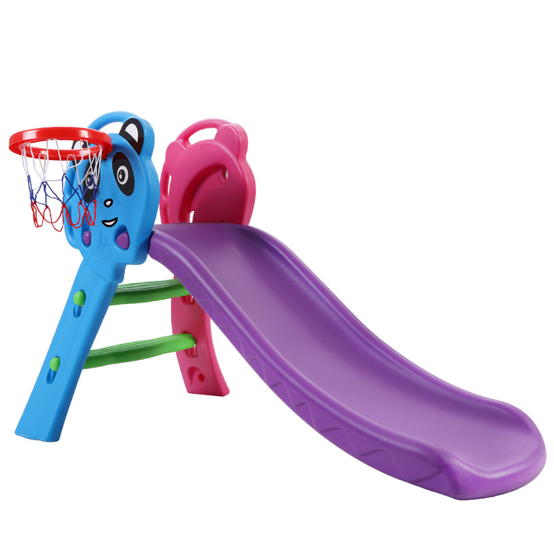 Keezi Kids Slide 100cm Basketball Hoop Indoor Outdoor Playground Blue