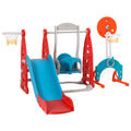 Keezi Kids Slide Swing Set Basketball Hoop 140cm Red Outdoor Toys