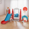 Keezi Kids Slide Swing Set Basketball Hoop 140cm Red Outdoor Toys