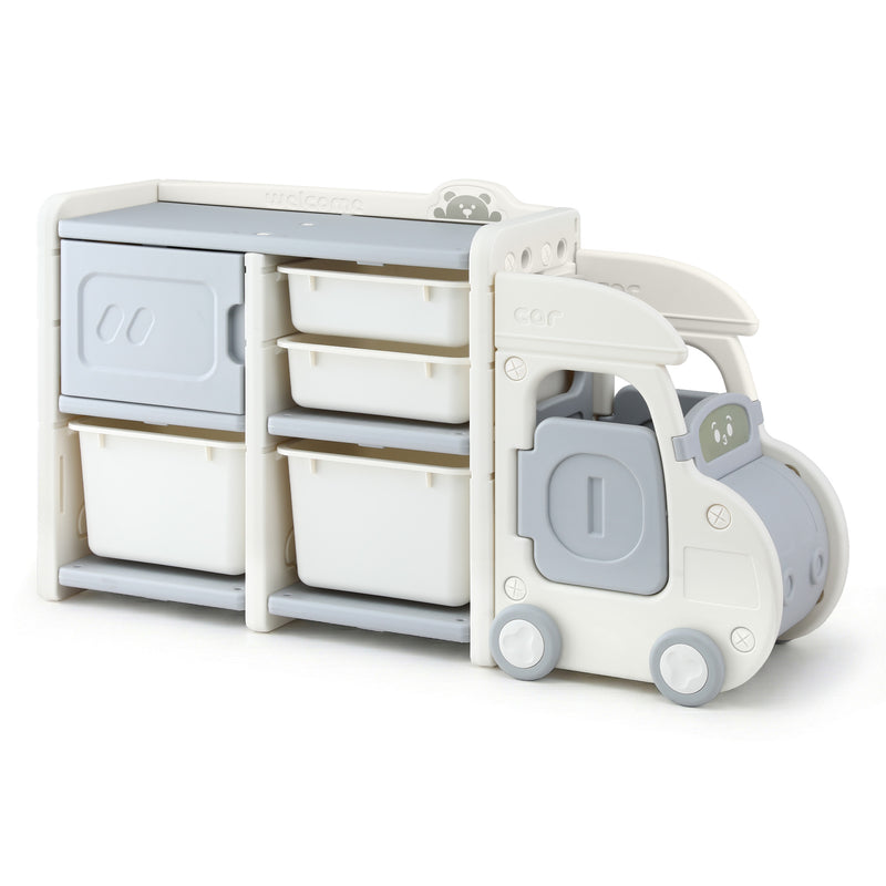 Keezi Toy Storage Organizer 4 Bins Car Shaped Cabinet Kids Playroom