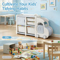 Keezi Toy Storage Organizer 4 Bins Car Shaped Cabinet Kids Playroom