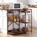Artiss 90CM 3-Tier Microwave Rack 2 Power Outlets 6 Hooks