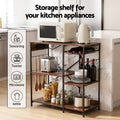 Artiss 90CM 3-Tier Microwave Rack 2 Power Outlets 6 Hooks