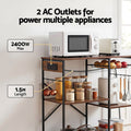 Artiss 90CM 3-Tier Microwave Rack 2 Power Outlets 6 Hooks