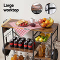 Artiss 90CM 3-Tier Microwave Rack 2 Power Outlets 6 Hooks