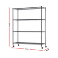 Artiss 4-Tier Kitchen Rack Shelf with Wheels Shelving 152x45x187CM Adjustable Metal Storage Shelves
