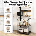 Artiss 4-Tier Microwave Rack 2 Power Outlets 6 Hooks Storage Shelf