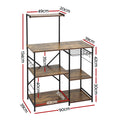 Artiss 4-Tier Microwave Shelf Kitchen Rack Pull Out Basket 6 Hooks