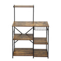 Artiss 4-Tier Microwave Shelf Kitchen Rack Pull Out Basket 6 Hooks