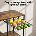 Artiss 4-Tier Microwave Shelf Kitchen Rack Pull Out Basket 6 Hooks
