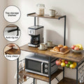Artiss 4-Tier Microwave Shelf Kitchen Rack Pull Out Basket 6 Hooks