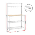 Artiss 4-Tier Metal Kitchen Rack Shelf Silver Storage Shelves Organizer Microwave Stand 90cmx151cm