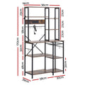 Artiss Kitchen Rack with Power Outlets Hooks 96CMX170CM Microwave Storage Shelf