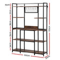 Artiss Kitchen Rack with 6 Hooks Microwave Storage Shelf 120cm x 170cm