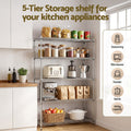 Artiss 5-Tier Kitchen Rack Shelf Shelving 120x45x179CM Adjustable Metal Storage Shelves