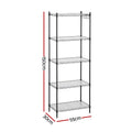 Artiss 5-Tier Kitchen Rack Shelf Shelving Unit 55x30x150CM Adjustable Metal Storage Shelves Black
