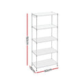 Artiss 5-Tier Kitchen Rack Shelf Shelving Unit 60x35x150CM Adjustable Metal Storage Shelves Silver