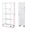 Artiss 5-Tier Foldable Kitchen Bakers Rack 71x160cm Microwave Stand White