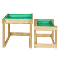 Keezi Kids Sandbox 101cm Wooden Sand Pit Water Table Outdoor Toy
