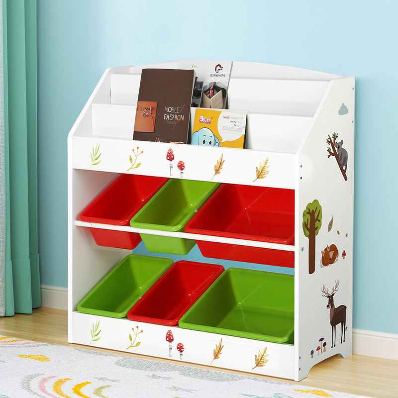 Keezi Kids Bookshelf 3 Tier Toy Storage Organiser 6 Bins