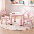 Keezi Kids Table and 2 Chairs Set Height Adjustable Toddler Activity Table Graffiti Top Pink