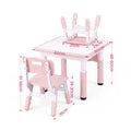 Keezi Kids Table and 2 Chairs Set Height Adjustable Toddler Activity Table Graffiti Top Pink