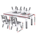 Keezi Kids Table 4 Chairs Height Adjustable Grey Activity Desk Ages 3-8