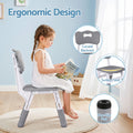 Keezi Kids Table 4 Chairs Height Adjustable Grey Activity Desk Ages 3-8