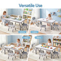 Keezi Kids Table 4 Chairs Height Adjustable Grey Activity Desk Ages 3-8