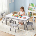 Keezi Kids Table 4 Chairs Height Adjustable Grey Activity Desk Ages 3-8
