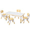 Keezi Kids Table and 4 Chairs Set Height Adjustable Toddler Desk and Chair Set for Ages 3-8, Children Activity Table with Graffiti Desktop for Learning Drawing Playing, Yellow