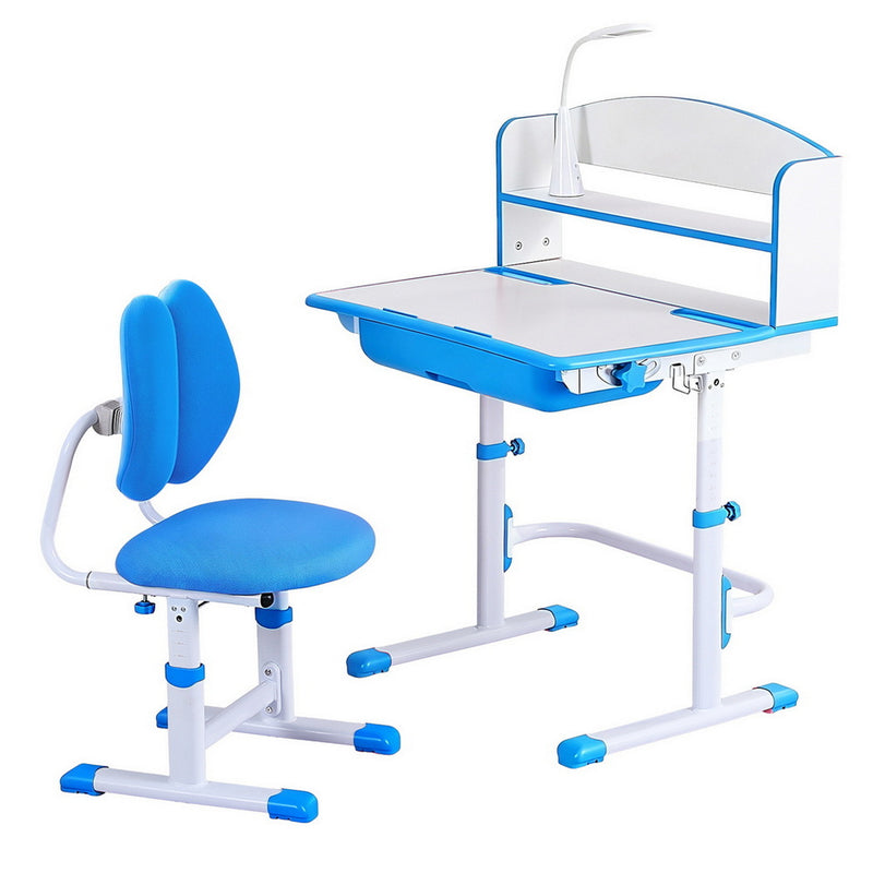 Keezi Kids Study Desk Chair Set Adjustable LED Lamp Blue