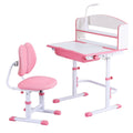 Keezi Kids Study Desk Chair Set Adjustable LED Lamp Pink