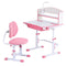 Keezi Kids Study Desk Chair Set Adjustable LED Lamp Pink