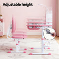 Keezi Kids Study Desk Chair Set Adjustable LED Lamp Pink