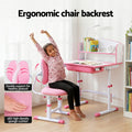 Keezi Kids Study Desk Chair Set Adjustable LED Lamp Pink