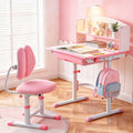Keezi Kids Study Desk Chair Set Adjustable LED Lamp Pink