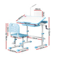 Keezi Kids Table Chair Set Adjustable Study Desk LED Lamp Blue