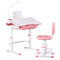 Keezi Kids Adjustable Study Desk Chair Set LED Lamp Pink