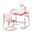 Keezi Kids Adjustable Study Desk Chair Set LED Lamp Pink