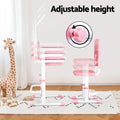 Keezi Kids Adjustable Study Desk Chair Set LED Lamp Pink