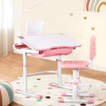 Keezi Kids Adjustable Study Desk Chair Set LED Lamp Pink